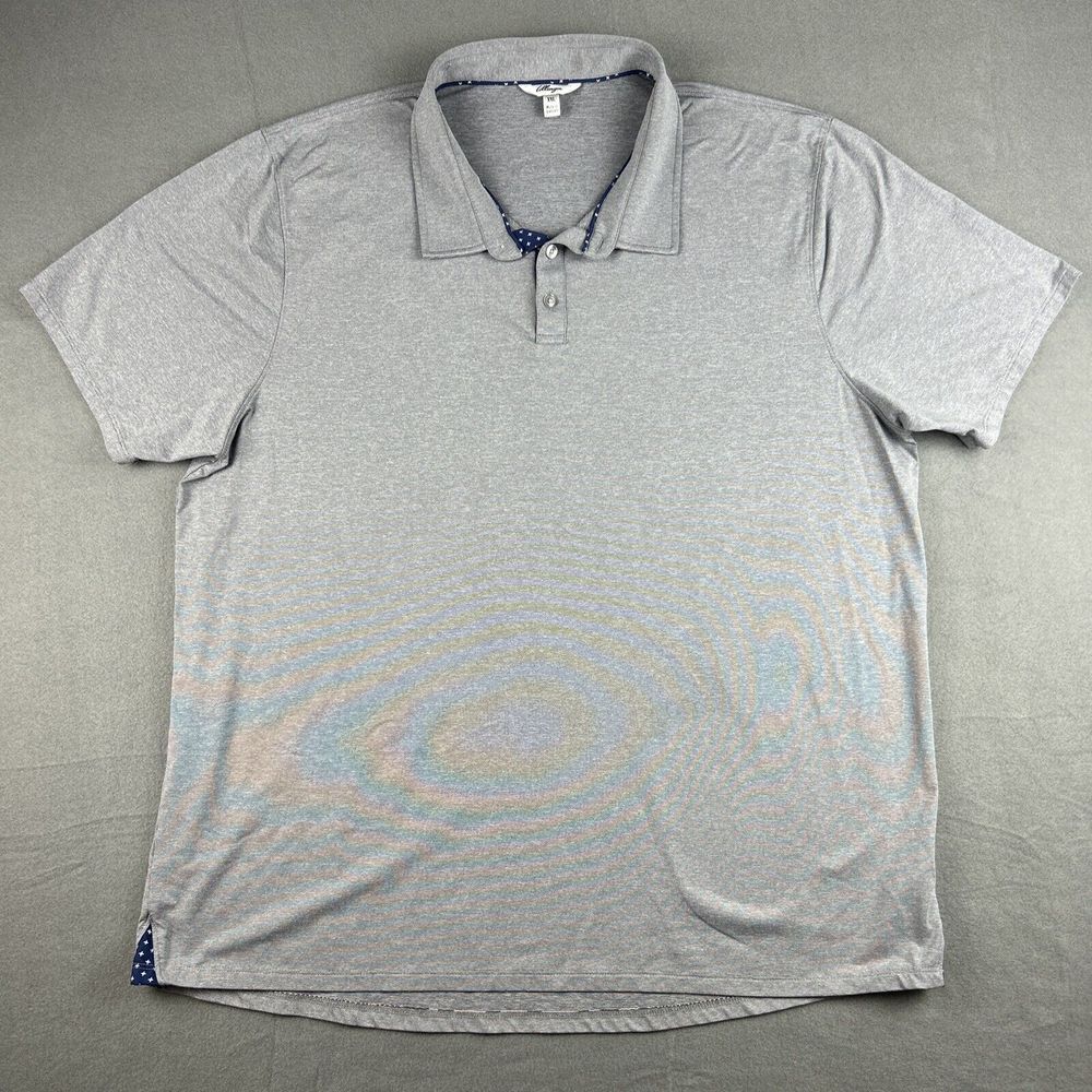 Tillinger Polo Shirt Mens‎ XXL Gray Cross Trim Golf Performance Wicking Stretch